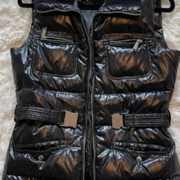 Michael‎ Kors Black Belted Puffer Vest Zip Quilted Gorpcore City Chic Large - Picture 5 of 14